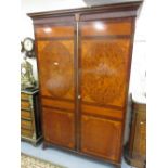 Good quality 19th Century mahogany satinwood and inlaid two door wardrobe