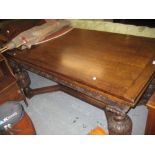 Good quality reproduction oak draw-leaf refectory style dining table in Elizabethan style,