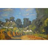 Danish school, oil on canvas, landscape, unsigned together with a modern oil on canvas,