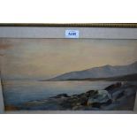 Oil on panel, view across a coastal inlet, bearing signature D.Y.