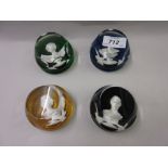 Group of four Baccarat paperweights by John Pinches, London,