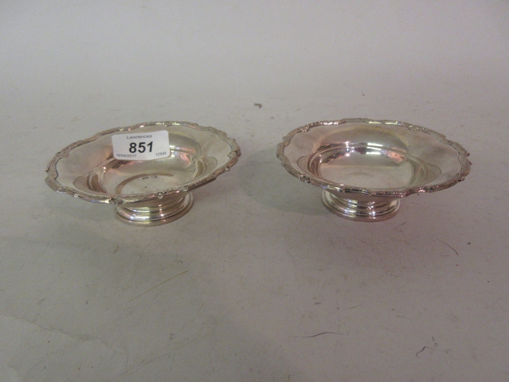 Pair of small Birmingham silver pedestal trinket dishes