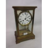 19th Century French gilt brass four glass library clock (dial a/f)