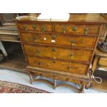 18th Century figured walnut inlaid and crossbanded chest on stand,