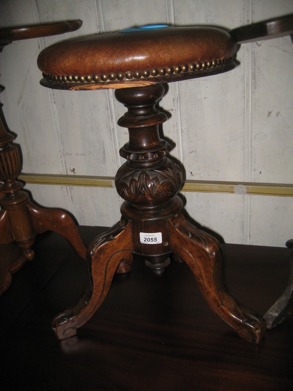 Victorian carved oak revolving seat piano stool