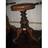 Victorian carved oak revolving seat piano stool