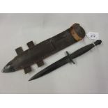 World War II Commando knife in leather sheath