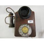Early 20th Century wooden wall telephone