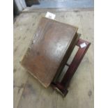 Mahogany and brass mounted folding book stand with 19th Century leather bound volume,