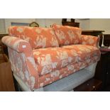 Large modern floral upholstered two seat sofa,