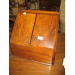 Victorian figured walnut slope front stationery box