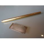 Dunhill gold plated fountain pen together with a silver Dunhill money clip with engine turned