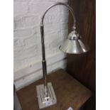 Art Deco style nickel plated lamp base on stepped rectangular plinth