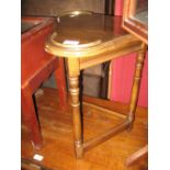 Reproduction cherry wood trefoil occasional table on turned supports