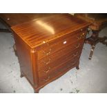 Good quality reproduction mahogany crossbanded and line inlaid four drawer chest with brushing