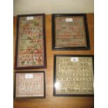 Group of four small alphabet samplers, earliest by Lizza Blaxland,