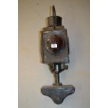 Large black painted railway signal lamp