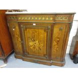 19th Century Continental marquetry inlaid breakfront side cabinet,