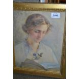 C. Plinkton Smith, signed watercolour, head and shoulder portrait of a young lady, 12ins x 9.