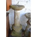 Large 19th Century sandstone baluster column with bronze sundial (a/f),