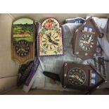 Group of four small German Griessharber miniature wall clocks with painted decoration and dials