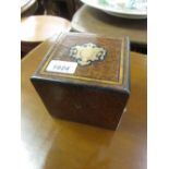 19th Century French amboyna square tea caddy