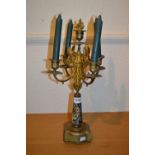 19th Century French champleve enamel and gilt metal five light candelabra