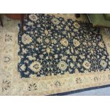 Late 20th Century Afghan Zeigler carpet with an all-over stylised floral design on a blue ground