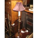 1930's Oak turned column and fluted table lamp