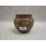 Langley small pottery jardiniere with incised and painted floral decoration