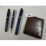 Two Parker fountain pens with screw covers,