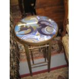 Art Deco circular brass occasional table with a painted top