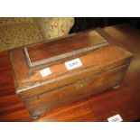 19th Century rosewood sarcophagus shaped three division tea caddy (lacking mixing bowl)