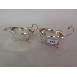 Pair of modern London silver sauce boats in 18th Century style