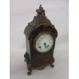 Small 19th Century French buhl marquetry and red tortoiseshell mantel clock,