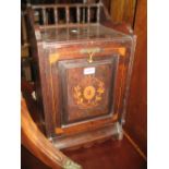 Edwardian rosewood marquetry inlaid fall front coal purdonium