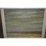 Two framed oils, sea and sky study and landscape and sky study,