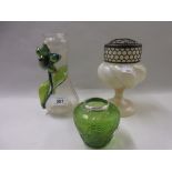 Small silver mounted Art glass vase together with two other Art glass vases