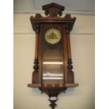 19th Century Vienna type walnut wall clock (minus pendulum)