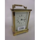 20th Century English gilt brass carriage clock,