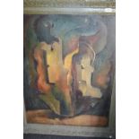 Adrian Hill, oil on board, abstract composition, 36ins x 28ins, signed,