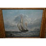Early 19th Century oil on panel, maritime scene with sailing vessels off the English coast,