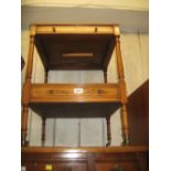 Pair of reproduction yew wood lamp tables each with a single drawer,