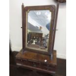 George III walnut box toilet mirror with a swing mirror above four drawers