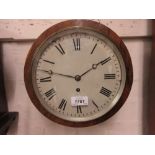 19th Century rosewood cased circular dial clock,