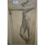 George Leech, charcoal drawing, male nude study,