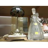 Etched glass decanter with stopper,