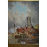 Louis Van Staaten, pair of watercolours, river scenes in Gorringheim and Rotterdam, signed, 15.