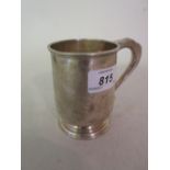 Birmingham silver mug of plain tapering form with shaped handle in 18th Century style