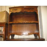 Reproduction bow fronted dwarf open bookcase with two drawers